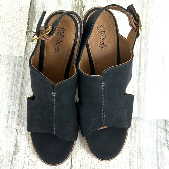 Sofft Women’s 9.5 Black Faux Suede Block Heel Open Toe Slingback Sandals NEW - Picture 6 of 10